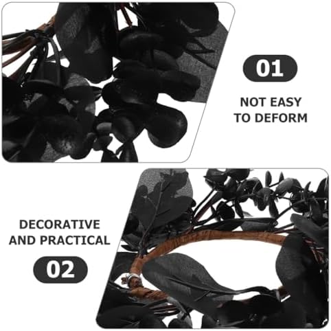 Yardwe Gothic Halloween Wreath 2pcs Black Twig Decor