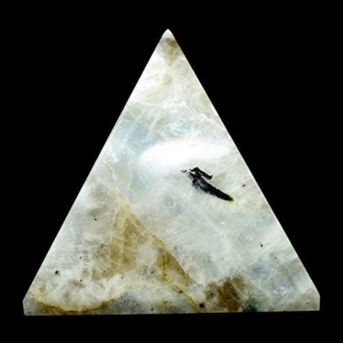 HC Set 79mm Rainbow Moonstone Pyramid Clear Quartz Cabochon