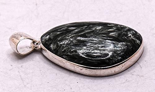 35mm Green Clinochlore Seraphinite Pendant in Sterling Silver