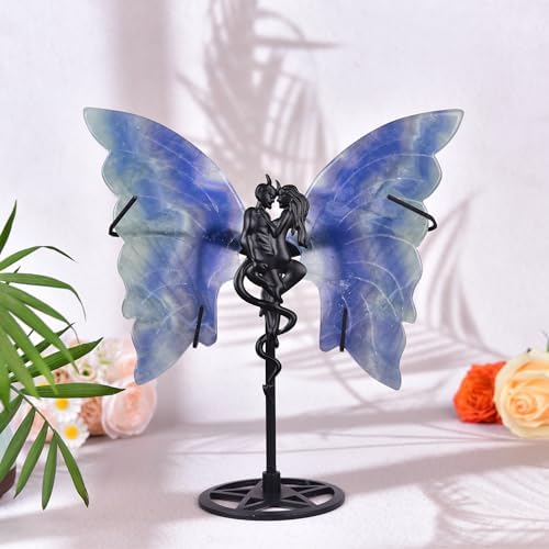JIC Gem Blue Fluorite Crystal Butterfly Wings Decor