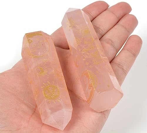 Rose Quartz Moon and Witch Crystal Tower for Healing and Energy