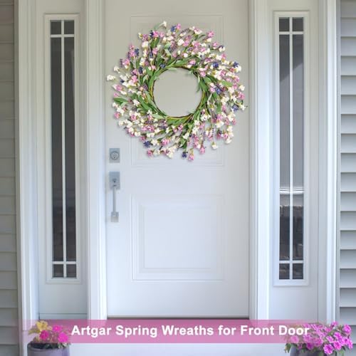 Artgar 26 Inch Spring Wreath for Front Door - Purple Blue