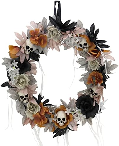 Haunted Hill Farm Gothic Skull Wreath Halloween Decor