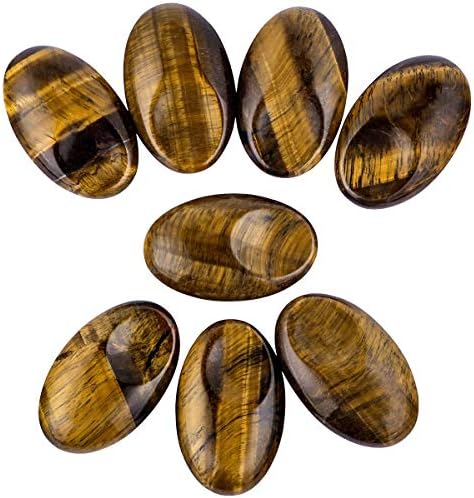 SUNYIK Natural Hand Carved Thumb Worry Stone Tiger Eye