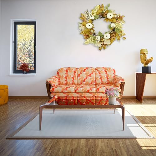 22 Artificial Fall Wreath with Pumpkin and Maple Leaves