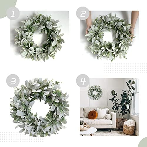 TEMPUS 18 Inch Boxwood Wreath for Front Door