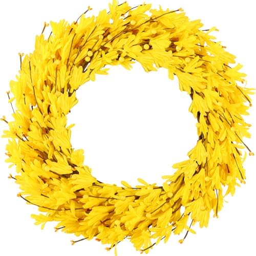 20 Inch Artificial Forsythia Wreath Yellow