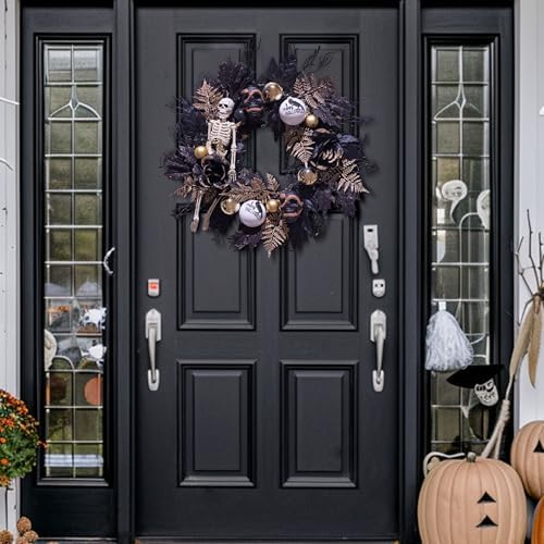 DecorbyHannah Collapsible Halloween Door Wreath with LED Light