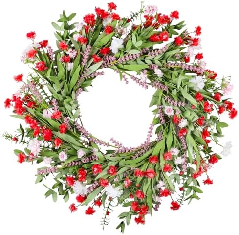 26 Inch Artificial Spring Wreath with Wildflowers
