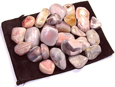Tumbled Pink Botswana Agate with Velvet Bag - Large 1 Inch Stones 1 Pound