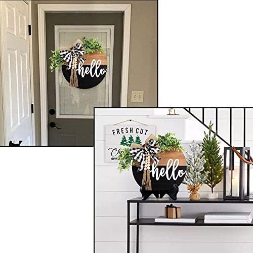S_SSOY Hello Door Wreath 13 Inch Black Brown