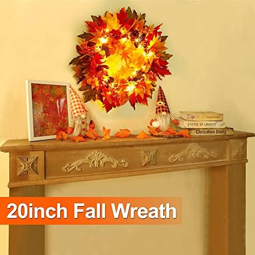 20 Inch Fall Wreath with LED Lights and Timer