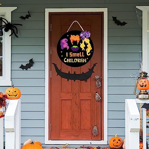 Halloween Wreath Hocus Pocus Door Sign Wooden Bow Decor