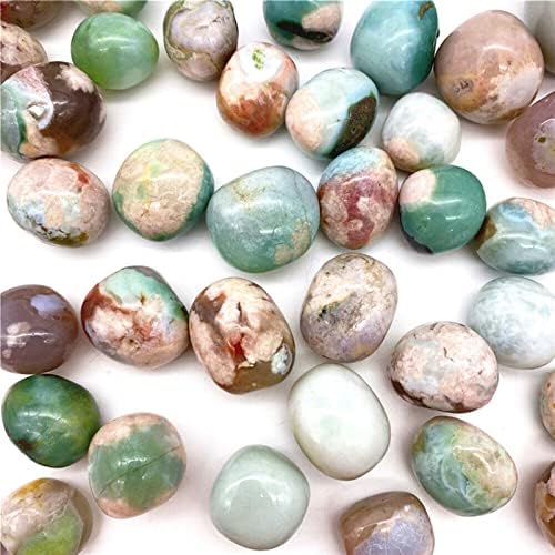YEAHSO 1pc Natural Green Sakura Agate Tumbled Stone Home Decor