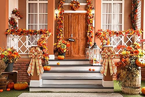 ABTOLS Large Fall Pumpkin Bow Wreath Decoration