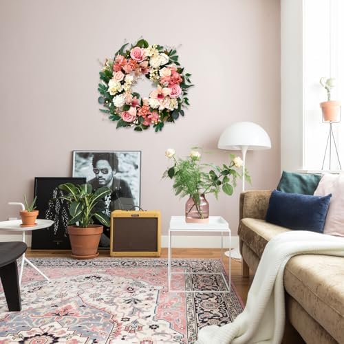 24 Inch Spring Floral Wreath for Front Door