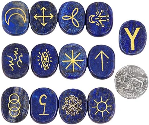Lapis Lazuli Crystal Bundle with Witches Runes and Chakra Pyramid Stone