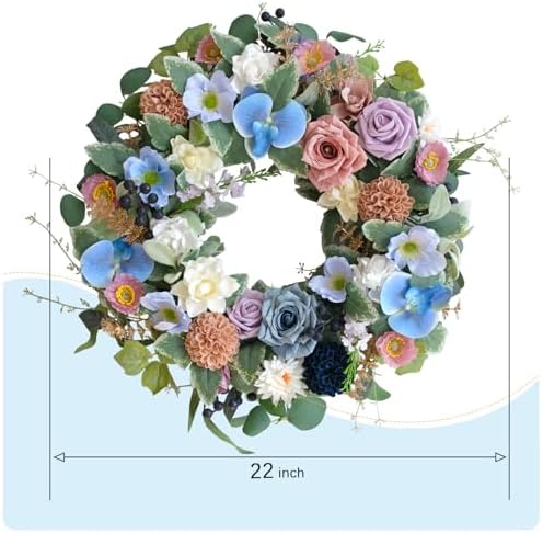 22 Inch Blue Phalaenopsis Wreath for Front Door