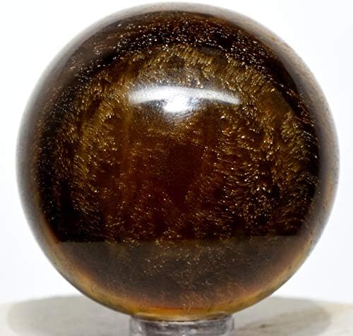48mm Golden Tiger Eye Sphere with Stand - Natural Crystal Collectible