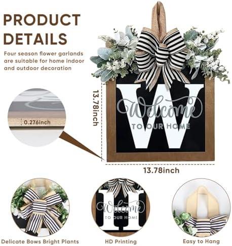 Ultra Large 14 Inch Front Door Wreath with Welcome Sign