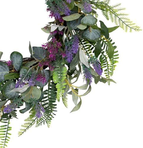 Northlight Lavender Mixed Foliage Artificial Wreath 22 Inch Purple Green