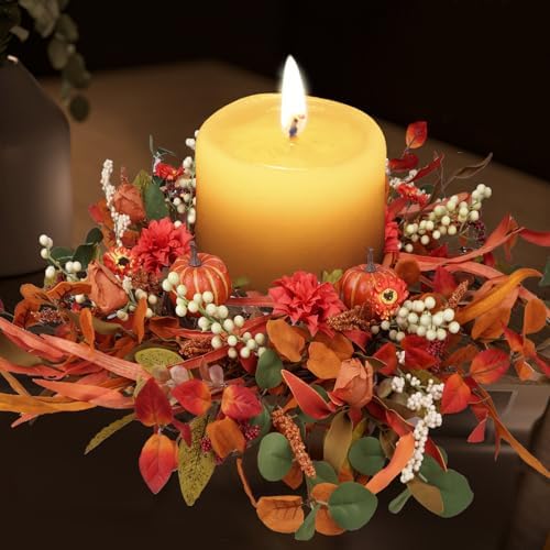 Montekin 24 Inch Fall Wreath with Mixed Leaves and Wildflowers