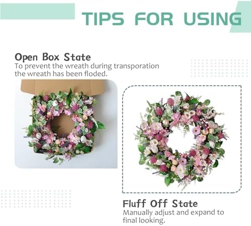 22 Inch Artificial Flower Door Wreath for Spring Summer