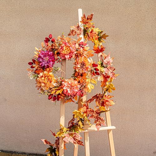 VioletEverGarden 22 Inch Autumn Wreath with 5 Colors