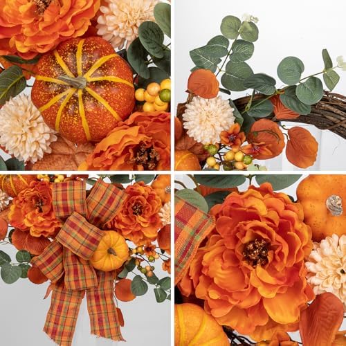 24 Inch Artificial Fall Wreath for Front Door 1