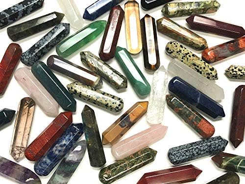 60MM Natural Gemstone Crystal 2 Wand with Velvet Pouch