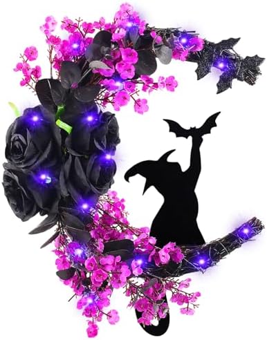 Black Cat Halloween Wreath Front Door Decor