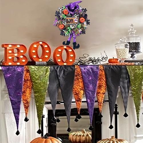 20 Inch Halloween Wreath with Witch Legs and Pumpkins