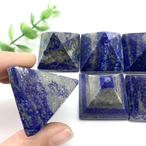 Natural Lapis Lazuli and Quartz Crystal Pyramid Reiki Tower