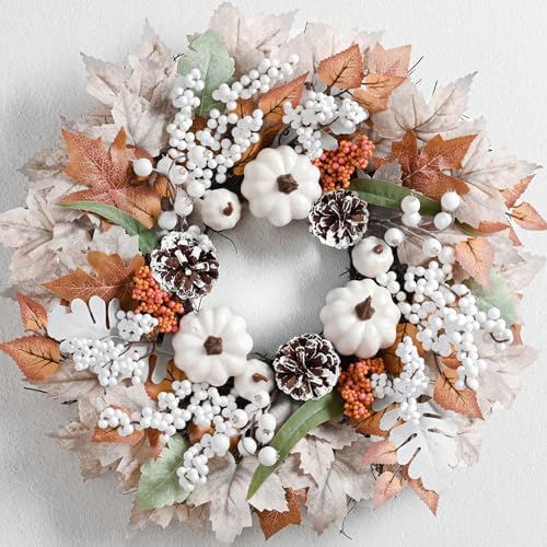 Yastouay 20 Inch Fall Wreath with Lights