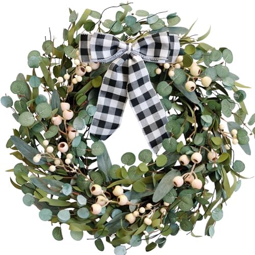 24 Inch Artificial Eucalyptus Wreath with Berries