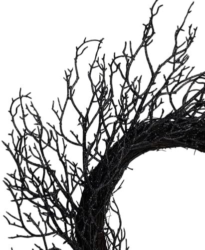 Northlight Glittered Twig Artificial Halloween Wreath 24 Inch Black