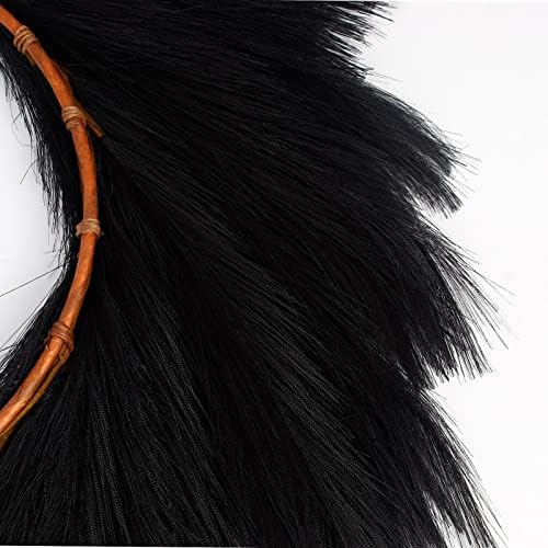 Black Faux Pampas Grass Wreath 24 for Front Door