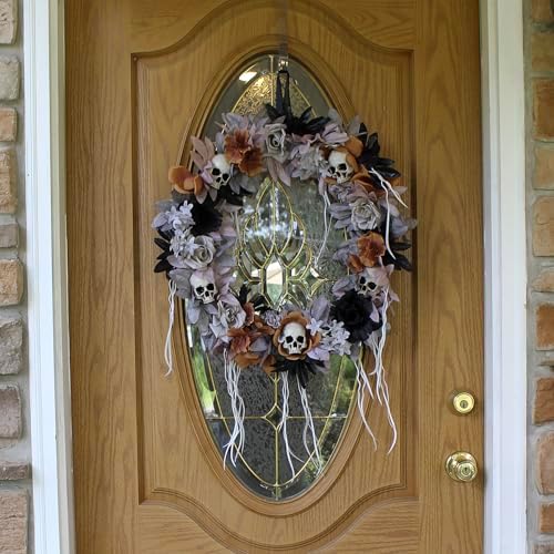Haunted Hill Farm Gothic Skull Wreath Halloween Decor
