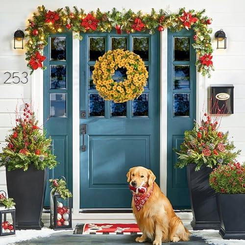 20 Inch Artificial Spring Summer Door Wreath with Eucalyptus