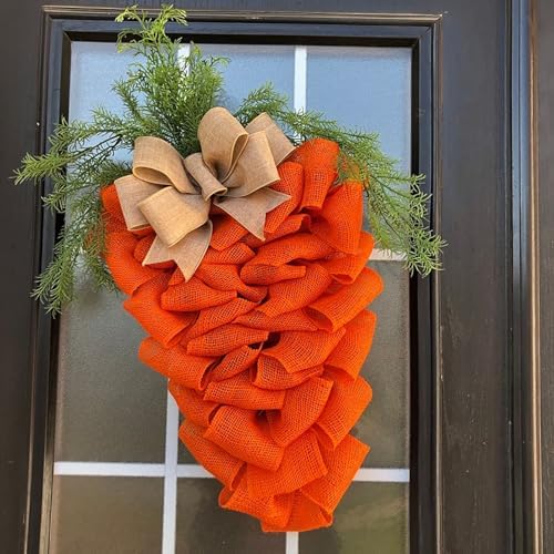 236 Inch Easter Carrot Wreath with Bow and Eucalyptus Leaves