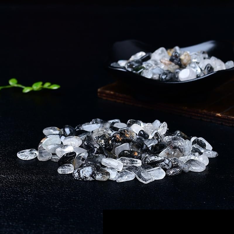 Natural Black Hair Crystal Gravel Decorative Stone 9-12mm