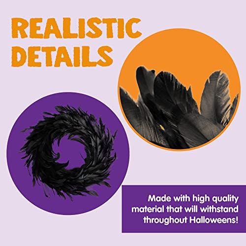 JOYIN 135 Inch Black Feather Halloween Wreath
