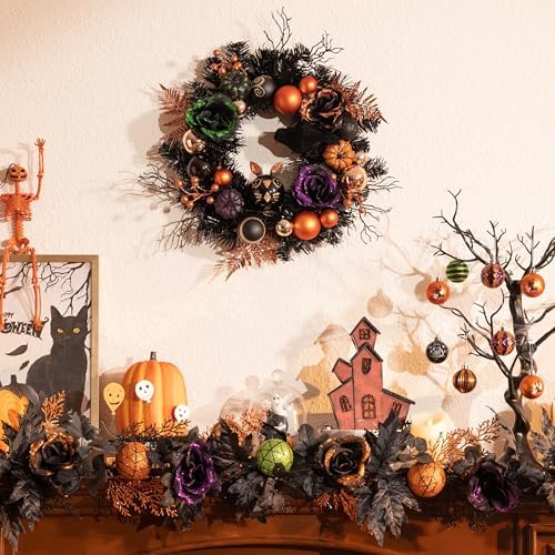 Valery Madelyn 18 Inch Halloween Wreath with Lights for Front Door