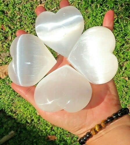White Selenite Puffy Heart Reiki Crystal XL 1 Piece
