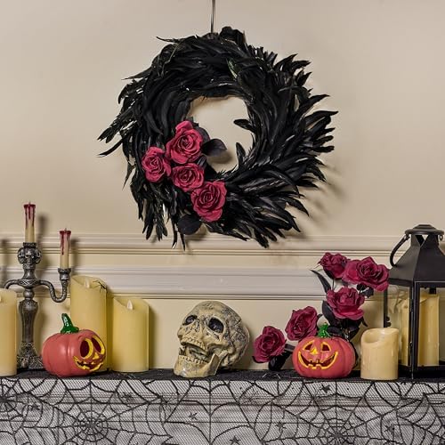 JOYIN 135 Inch Black Feather Halloween Wreath