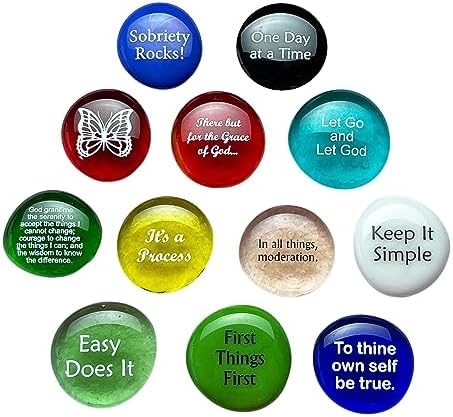 Lifeforce Glass Recovery Stones 12 Step Variety Pack