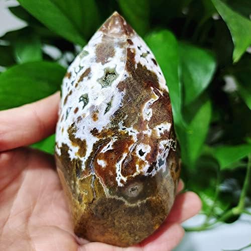 Natural Stones Sea Jade Crystal Flame Decorated Agate Mineral Specimen