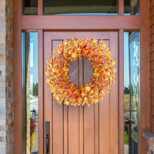 20 Inch Artificial Forsythia Flower Wreath Orange