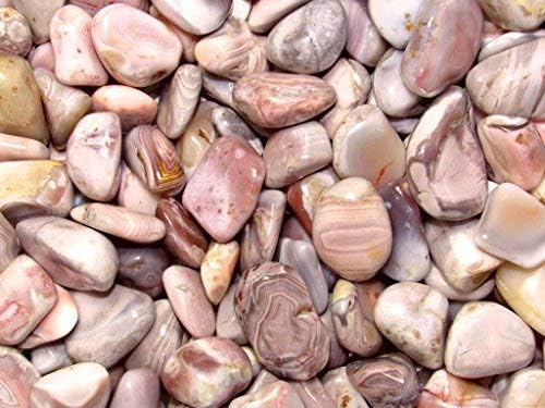 Tumbled Pink Botswana Agate with Velvet Bag - Large 1 Inch Stones 1 Pound