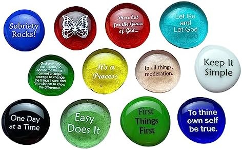 Lifeforce Glass Recovery Stones 12 Step Variety Pack